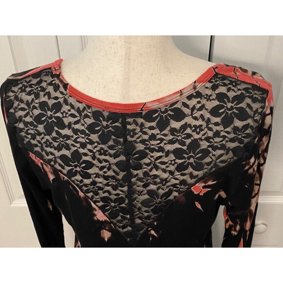 LOCAL Black Red Tie-Dye Graphic T Shirt Tunic Dress Sz L USA Goth Y2K Punk Lace - Picture 6 of 13